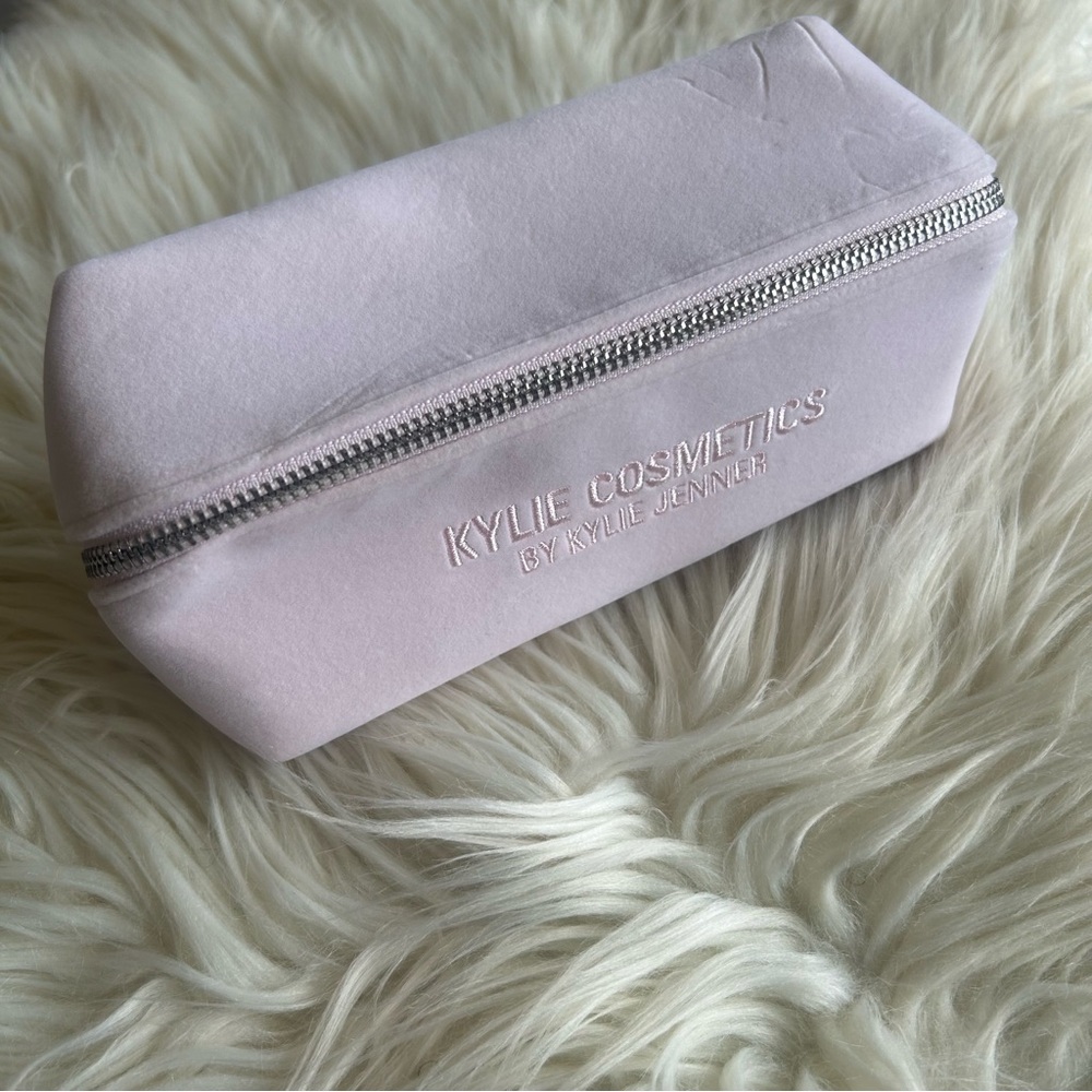 Kylie Cosmetics Lavender Suede Cosmetic Bag with Silver Zipper
